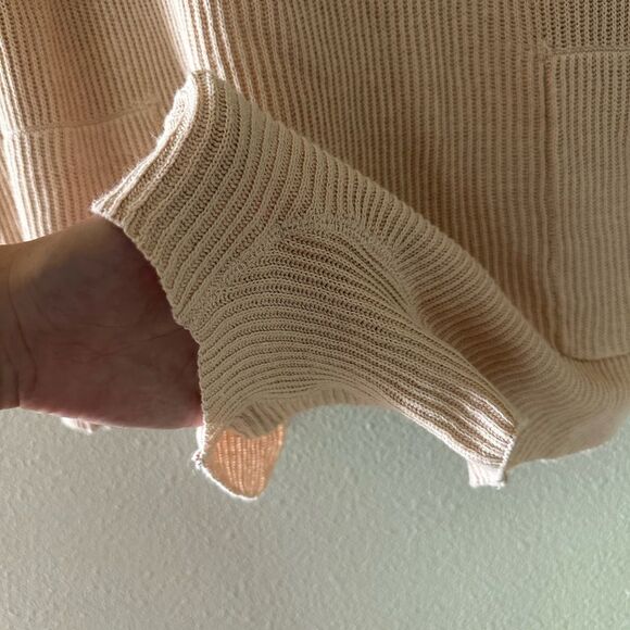 Free People Beach Picnic Sweater Romper Linen Blend Cream Ribbed Oversized XS - Picture 4 of 9